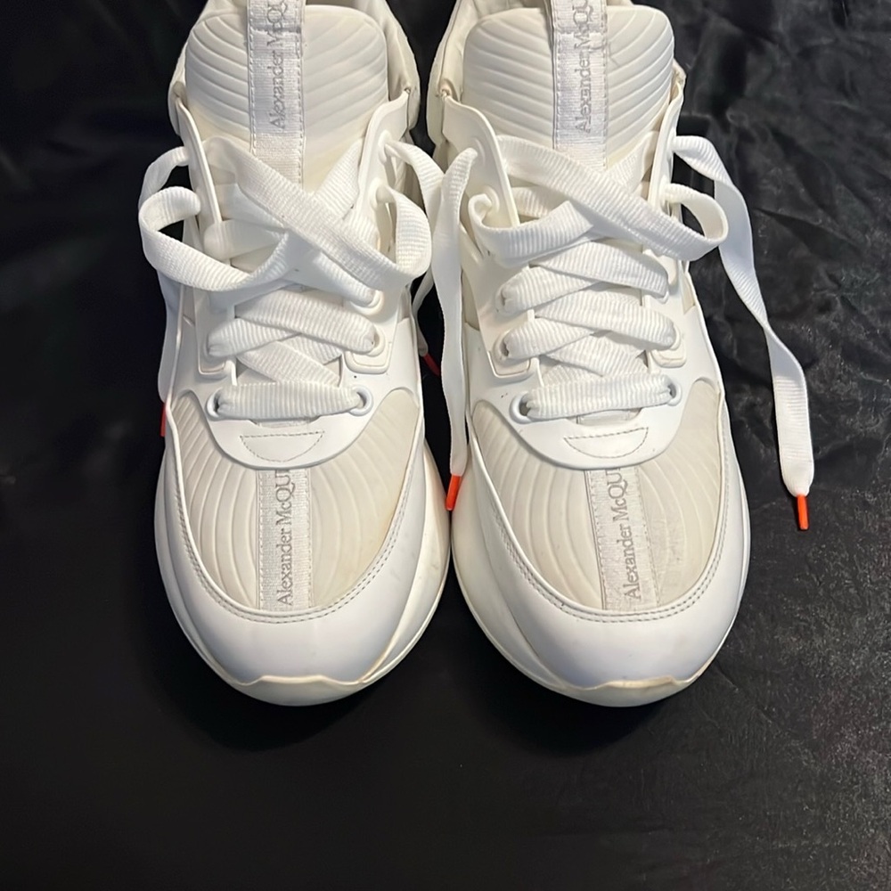 Alexander McQueen White and Orange Sneakers